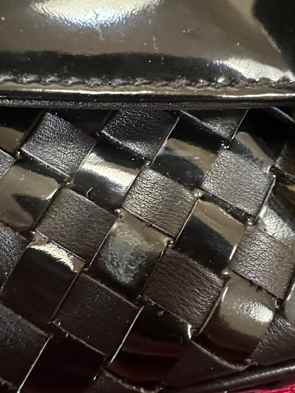 Bally Black Patent & Leather Woven Long Clutch w/ Unbranded Chain - Picture 6 of 10